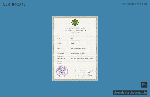 Vorschau einer PSD-Datei mit einer Sterbeurkunde aus Turkmenistan